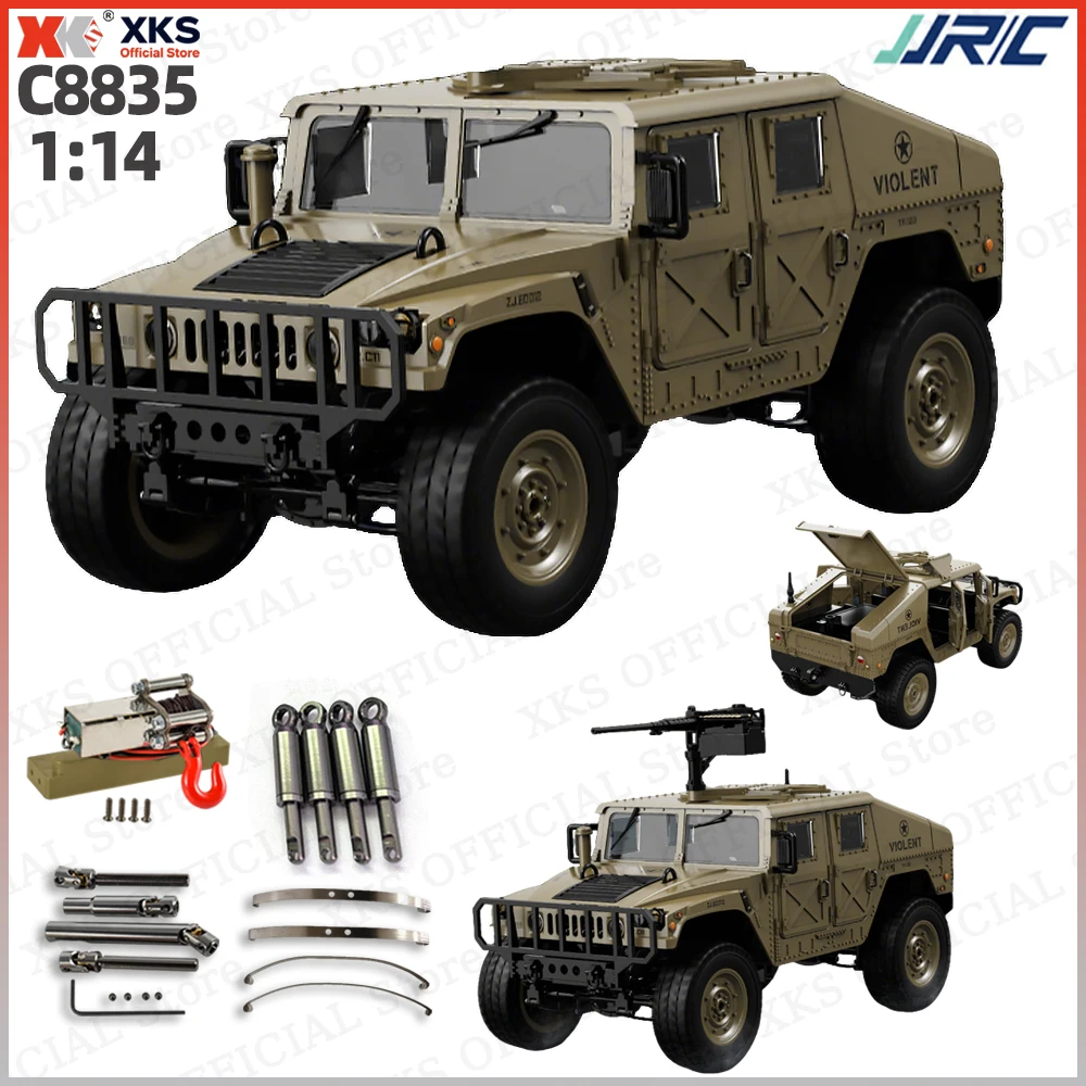 XKS JJRC C8835 1/14 4WD Full Proportional Off-Road RC Car Hummer Military Style Truck 2.4G RC Toy Christmas Gift for Adults Kids