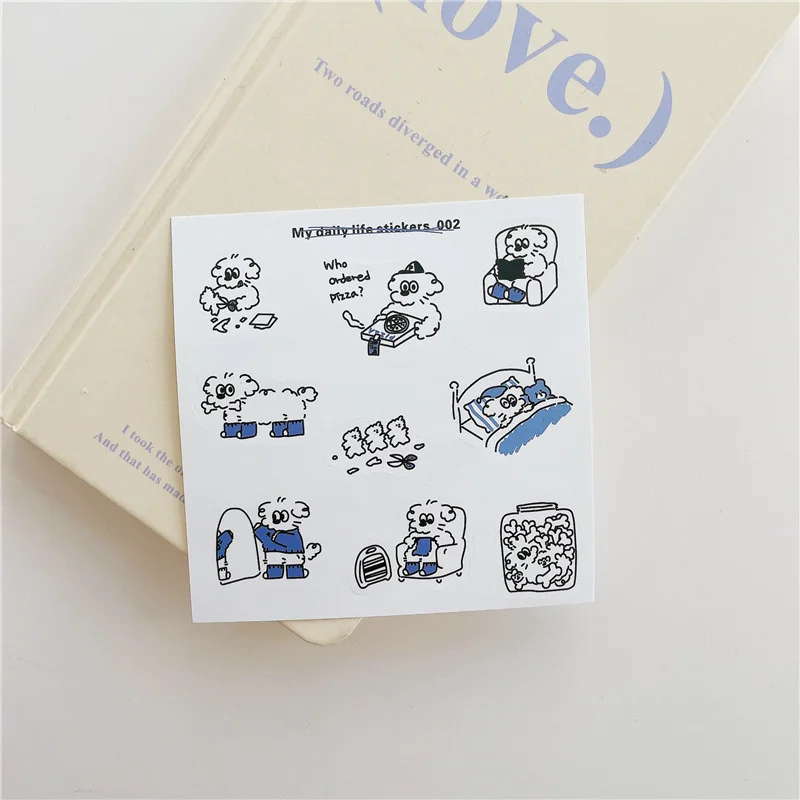 Pegatinas bonitas de cachorro peludo, dibujos animados, trazos cortos, Kawaii, Scrapbooking, ordenador portátil, teléfono móvil, papelería Diy,