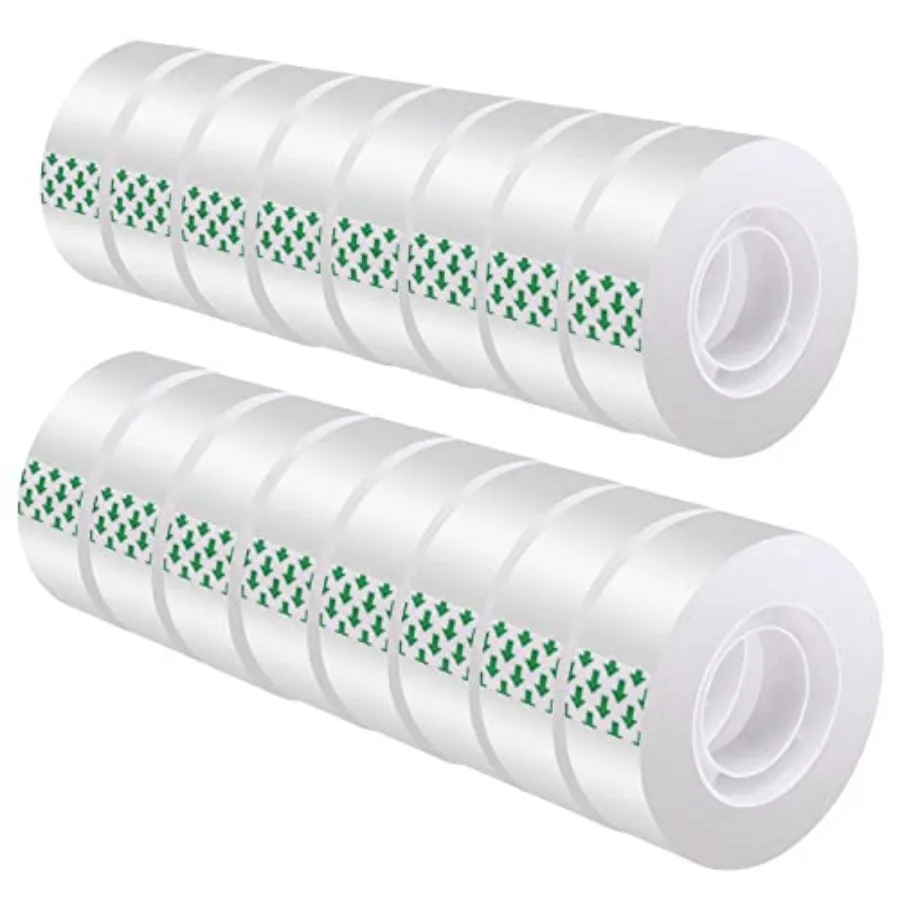 

Clear Tape 16 Rolls - Transparent Gift Wrapping Tape Refills, Premium Adhesive for Gifts, Office Tapes Bulk, Desk and Home Supp