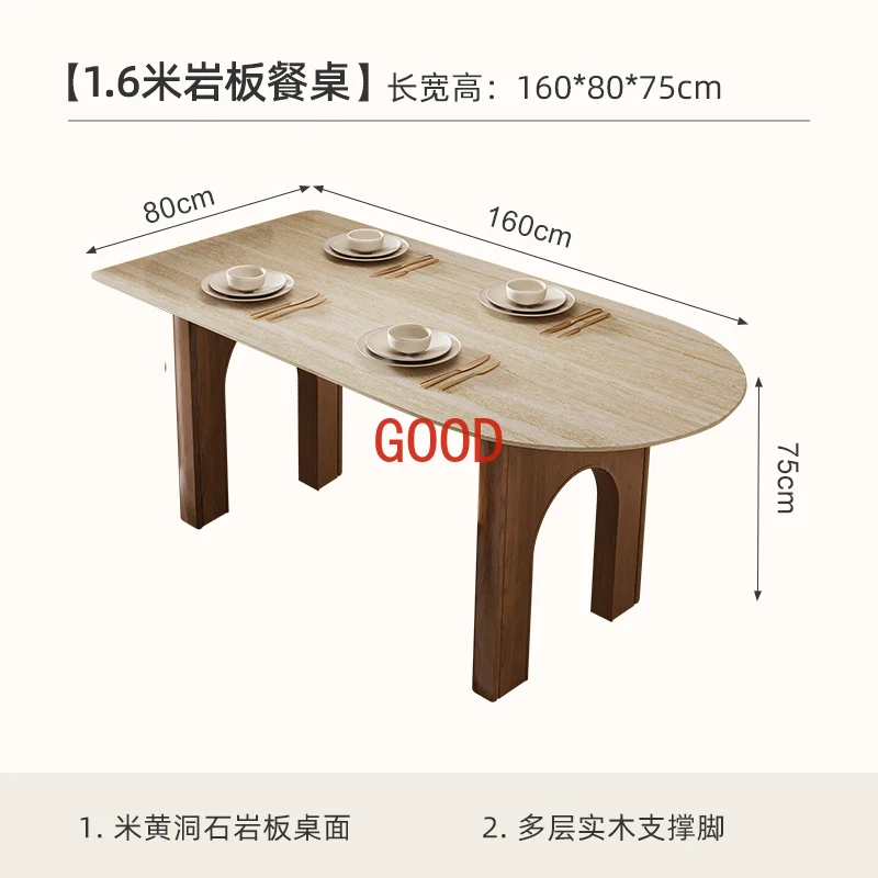 Placa de pedra semicírculo doméstico, mesa de jantar e cadeira, bonito