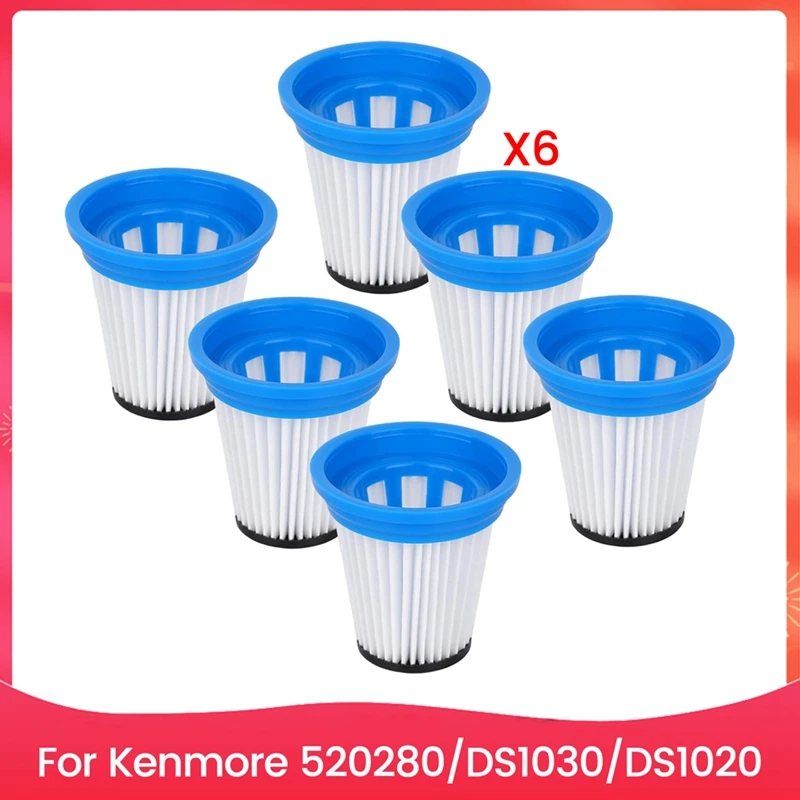 ชุดตลับกรองสูญญากาศ 6 ชิ้นสําหรับ Kenmore 520280   DS1030 DS1020 อุปกรณ์เสริมเครื่องดูดฝุ่นอะไหล่