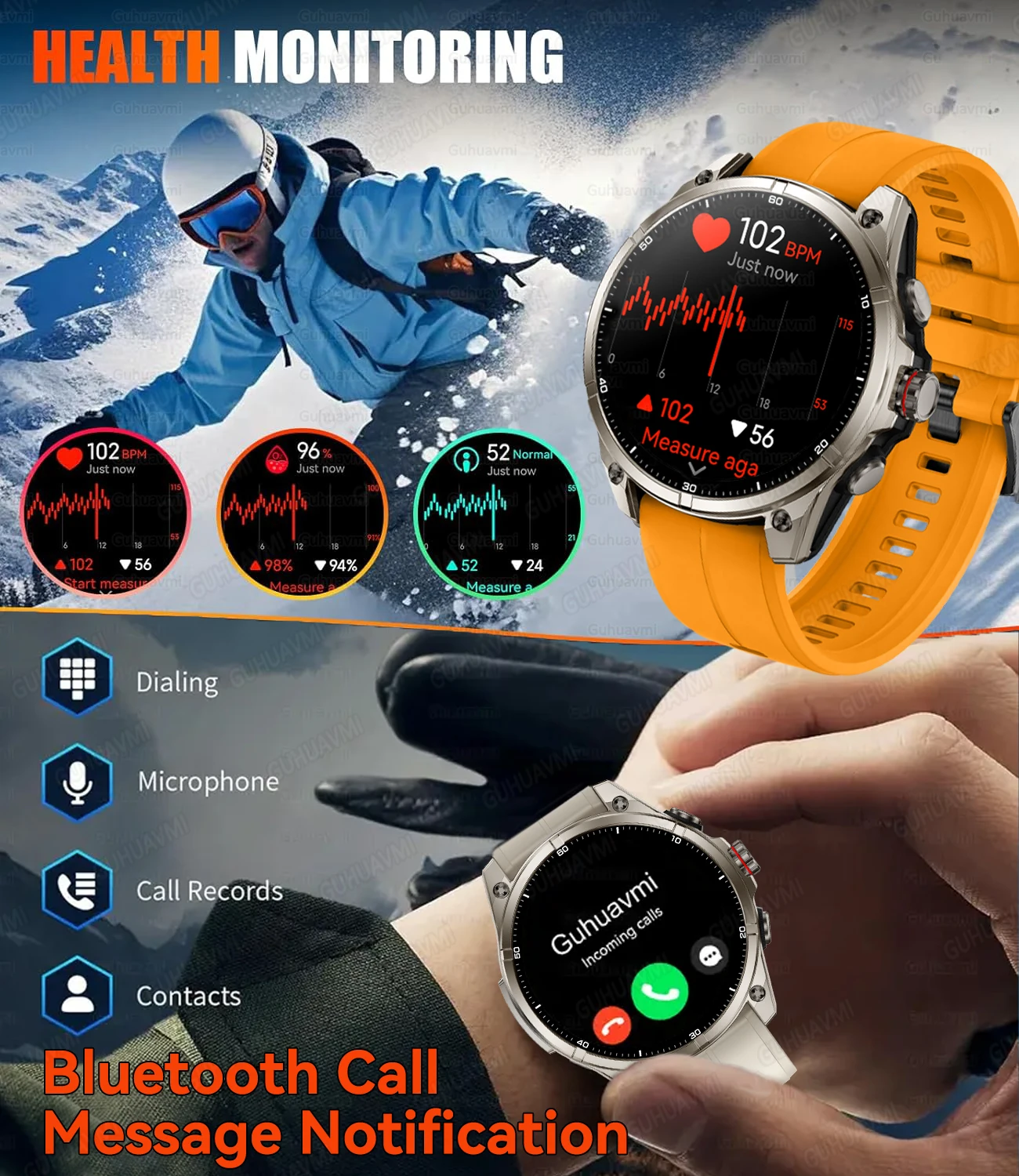 ใหม่สําหรับ Huawei Ultra ขายร้อน GPS SmartWatch ผู้ชาย AMOLED HD ที่แม่นยํา GPS เข็มทิศ BT Call Health Monitor 5ATM กันน้ํา SWIM นาฬิกา