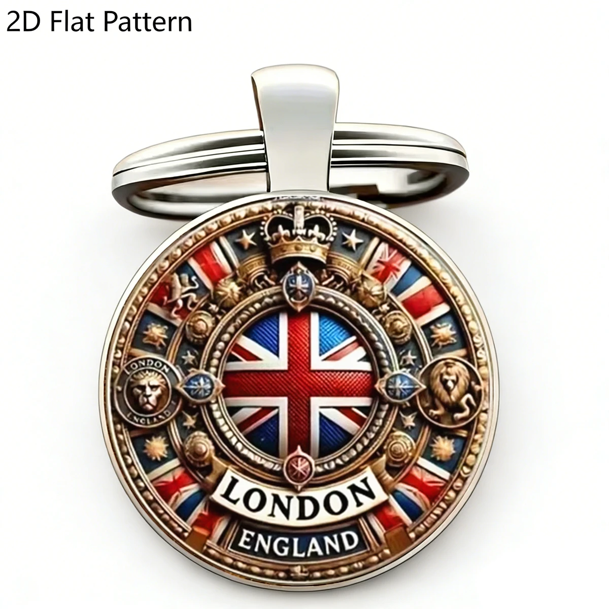 Travel Accessories London - 빈티지 런던 열쇠고리, 유니온 잭 크라운