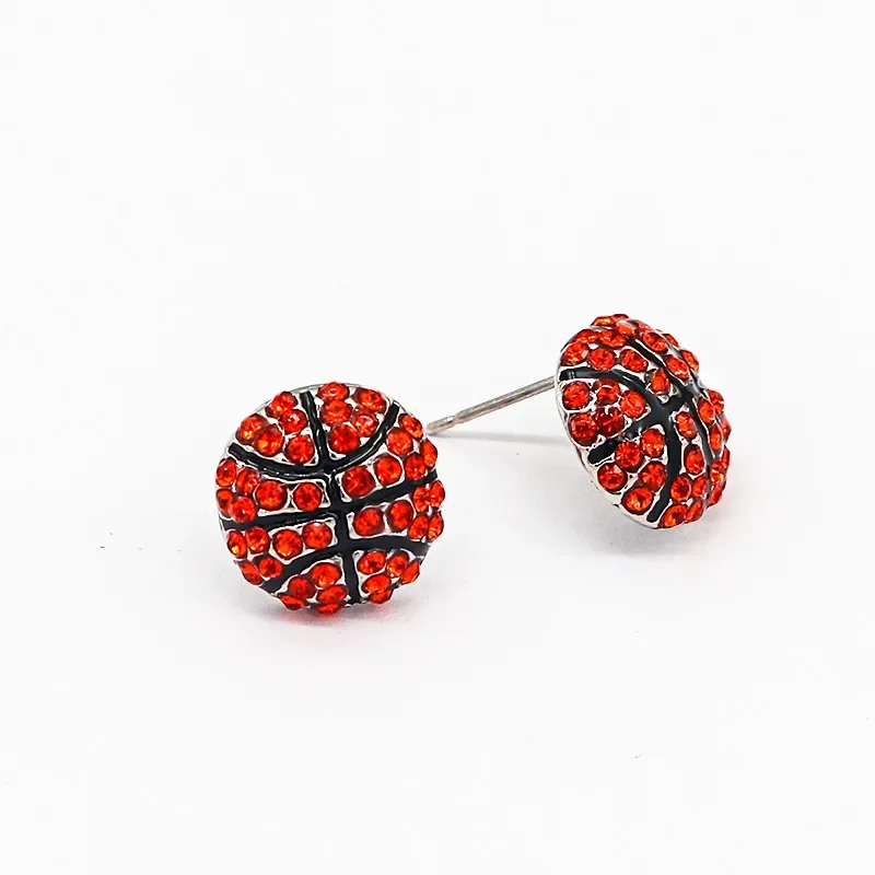 New Fashion Crystal Baseball Stud Earrings For Women Rhinestone Football Volleyball Basketball Softball Sports Earrings Jewelry