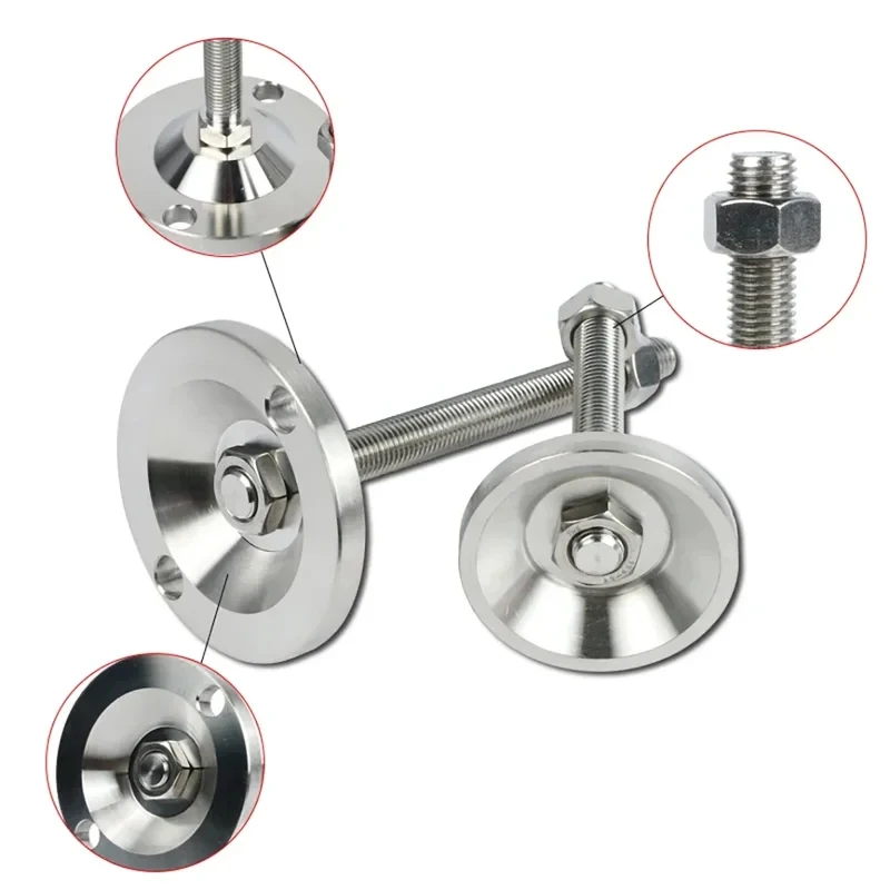 M6-M20 304 Stainless Steel Heavy Duty Adjustable Leveling Feet, 30-60mm Base Fixing Support Foot