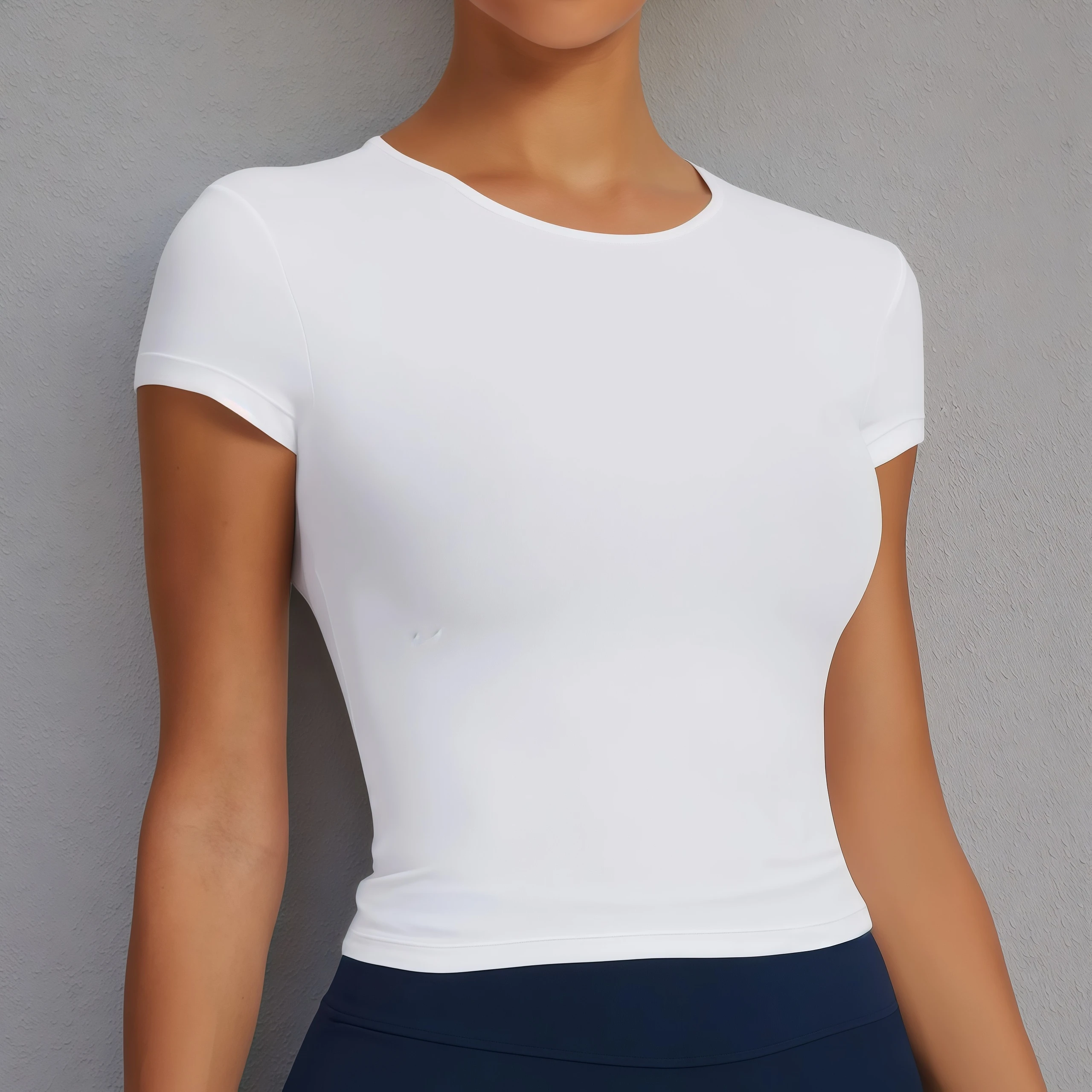 Women’s Short Sleeve Yoga Crop Top, Sexy Exposed Navel Gym Shirt, Workout Fitness T-Shirt for Running & Sportswear