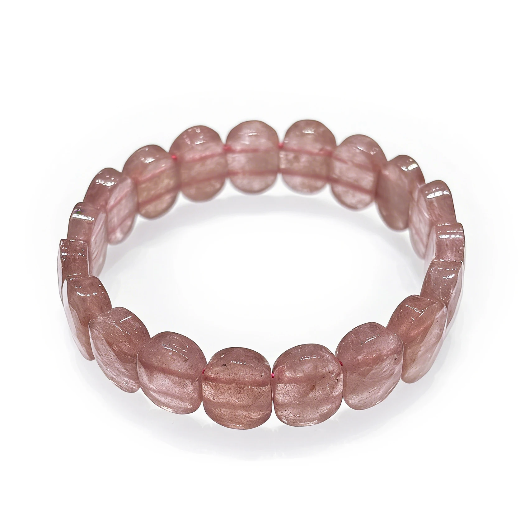 

Natural Strawberry Quartz,Pink with Subtle Red Veins Oval Shaped Bracelet, Hand Chain,Self Love Gift, Dainty Women's Jewelry,