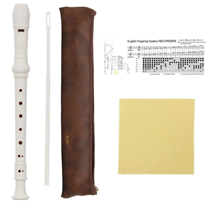 Soprano Recorder Baroque Clarinet With Fingering Chart Instructions B Flute