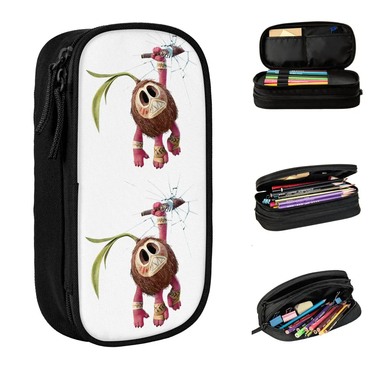 Moana Kakamora Pencil Cases Pencilcases Pen for Student Big Capacity Bags Office Zipper Stationery