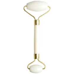 Double-Headed White Jade Facial Massage Roller Natural Stone Skin Care Tool for Face Eye Neck Youyan Jade