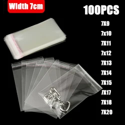 Width 7cm Self-adhesive Small Bag Transparent Plastic Business Card Packaging Bag Mall for Candy Packing Jewelry Opp Bag