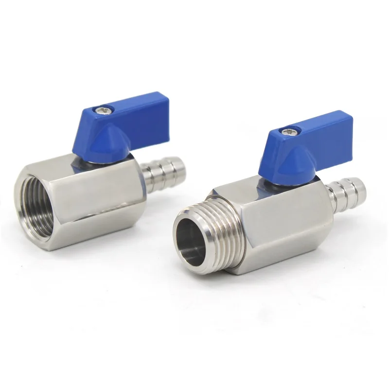 

MINI Ball Valve 1/8 1/4 3/8 1/2 To 7mm 10mm 8mm 12mm Tube Tower Adapter Female Thread Male 304 2-Way Ball Valve