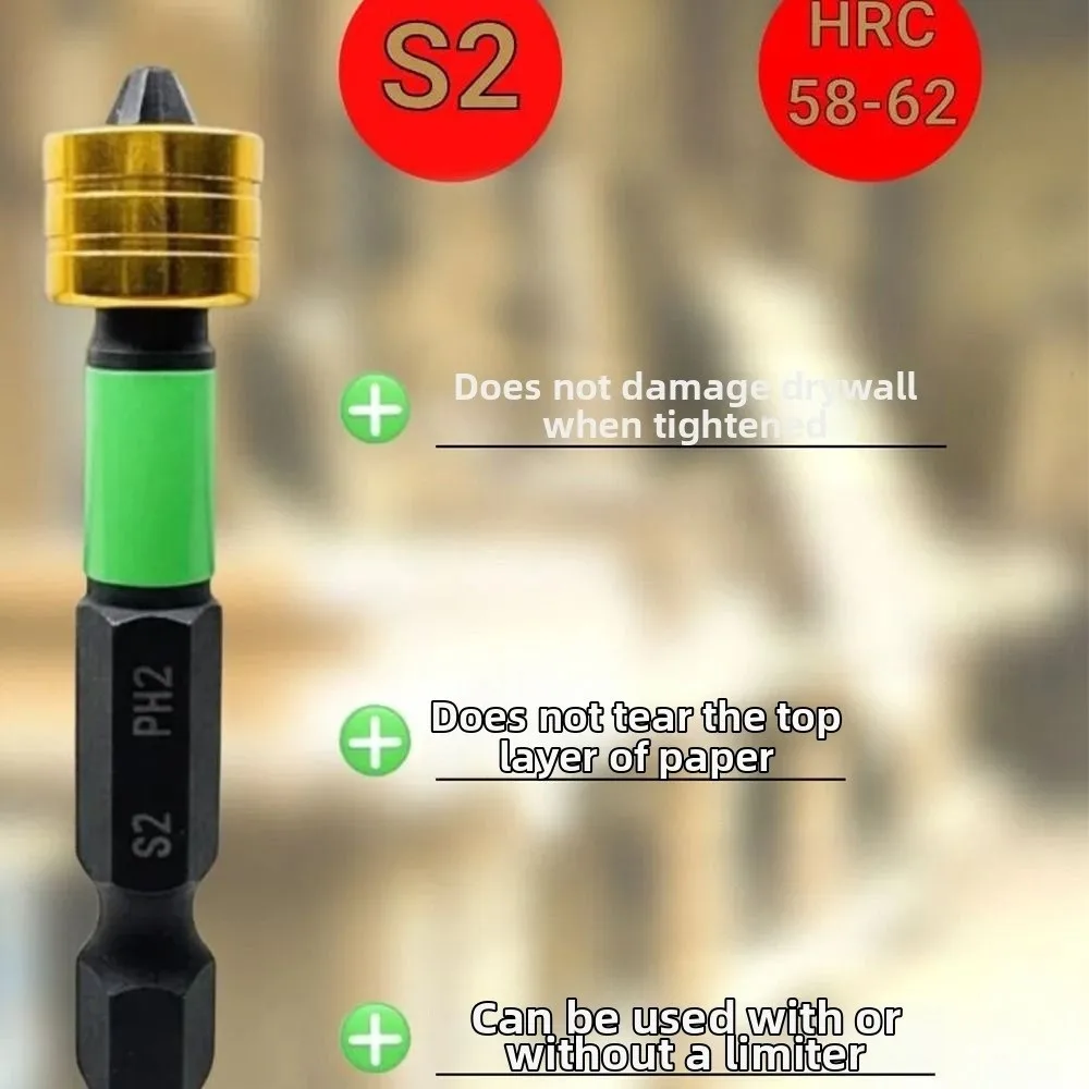 6/10Pcs Hex Shank Magnetic Screwdriver Bits S2 Alloy Steel Depth Stop Collar Phillips Screw Bit 50mm Length Magnetic Positioning