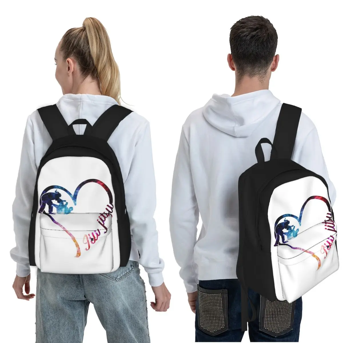 Galaxy Jiu Jitsu Heart Student Backpack School Bag Hiking Travel Daypack for Boys Girls Fashion Bookbag Shoulder Bags