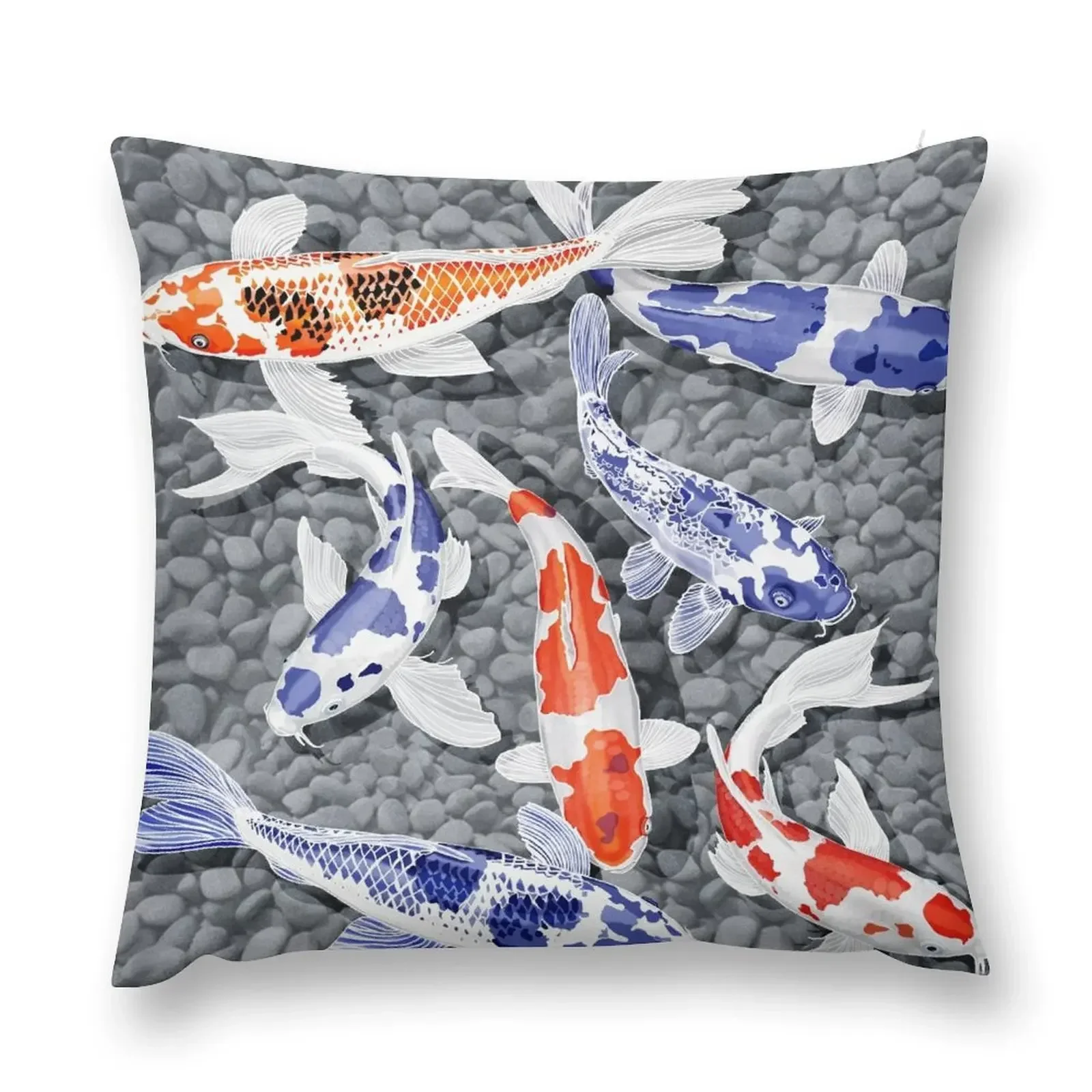 Koi fish in a rock pond Throw Pillow Cushions ornamental pillows for living room Custom Cushion Photo pillow