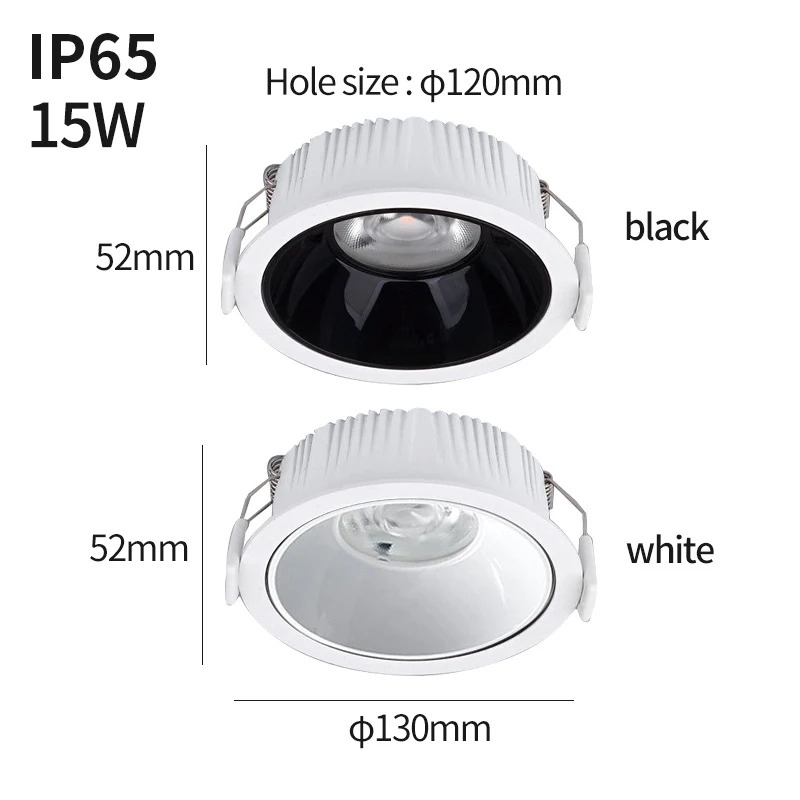 Wodoodporna oprawa typu downlight IP65LED 15W odporna na wilgoć i mgłę kuchnia łazienka toaleta reflektory zewnętrzne reflektory okapowe