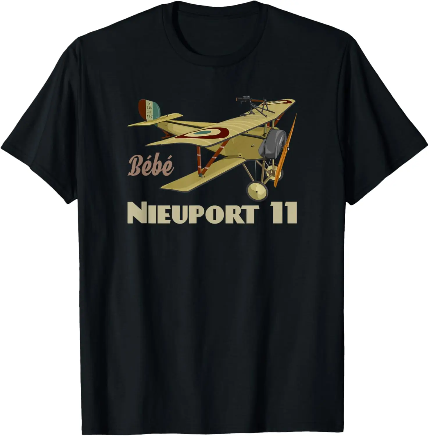 Nieuport 11 XI الفرنسية WW1 طائرة مقاتلة Biplane Sesquiplane تيشيرت بأكمام قصيرة عادية 100% تي شيرتات قطن