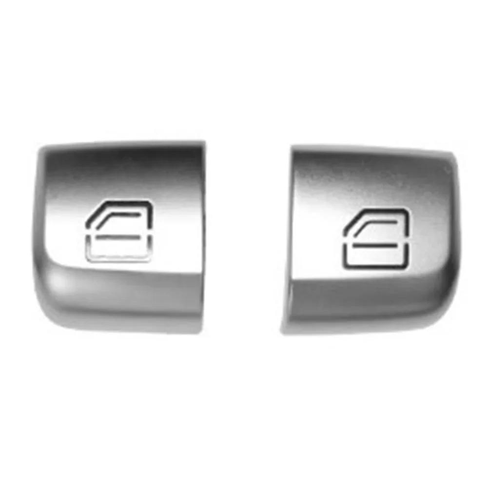 2Pcs Car Window Glass Lift Switch Buttons Cover For Benz For W222 X253 W205 For C300 C63 C350 GLC300 C-Class Silver 2059056811