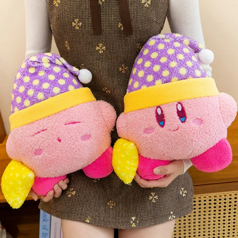 65cm Cute Nightcap Kirby Plush Toy Big Size Kawaii Cartoon Kirby Plushies Soft Stuffed Doll Girl Sleeping Pillow Birthday Gift view 4