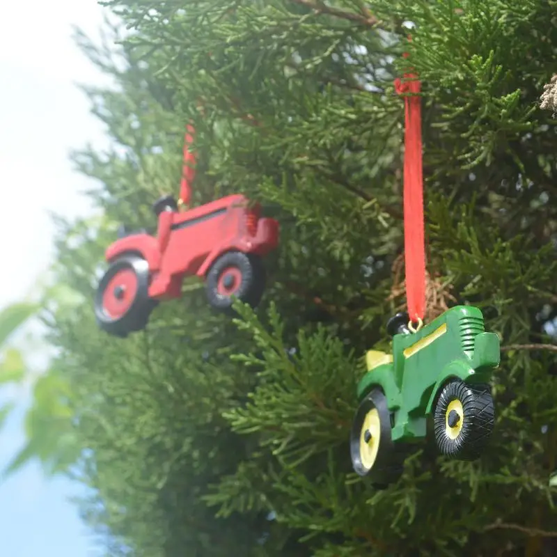 Tractor Ornaments For Christmas Tree Resin Farm Decorations Tree Hanging Ornaments Farmhouse Xmas Holiday Home Decor Supplies