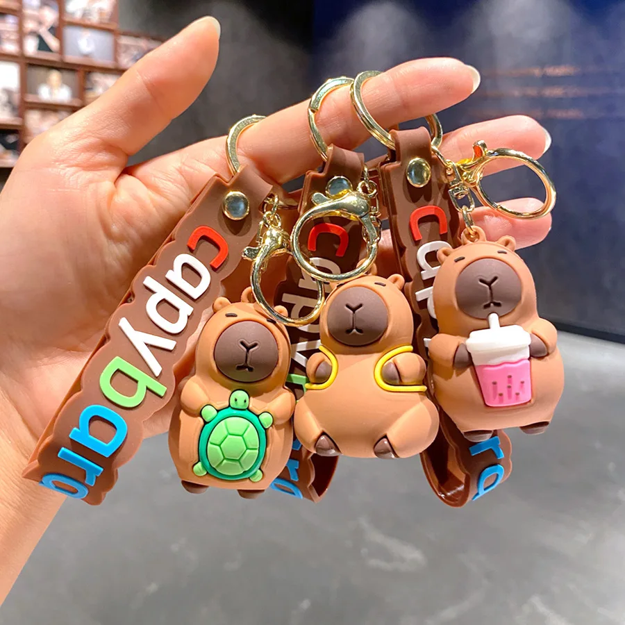 

Capybara Keychain PVC Soft Key Pendant Accessories Cute Party Gifts for Christmas for Boys and Girls Turtle Key Metal Buckles
