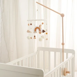 Crib Bell Toys Wooden Bracket 0-12 Months Newborn Cartoon Round Little Bear Mobile Hanging Rattle Bracket Baby Bed Bell Holder