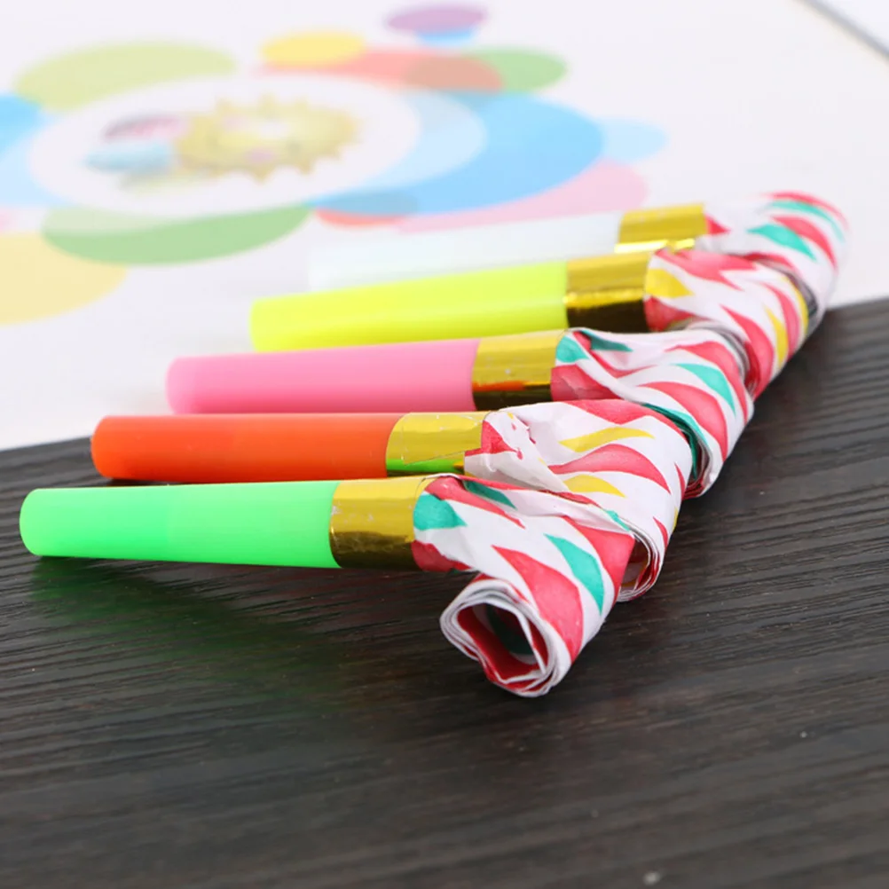 10pcs Party Blowouts Horns Noise Makers Kids Whistles Props Favors Children'S Birthday Party Cheering Props Random Colors