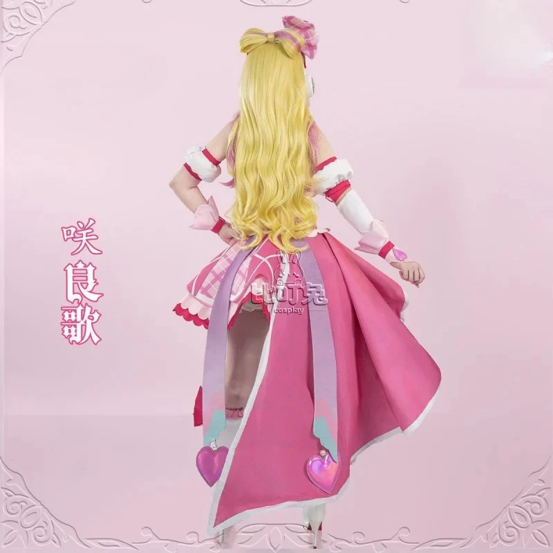 

You and Idol Precure Sakura Uta Cosplay Costume Halloween Carnival Women Sweet Pink Lolita Dress Accessories Props Wig Uniform
