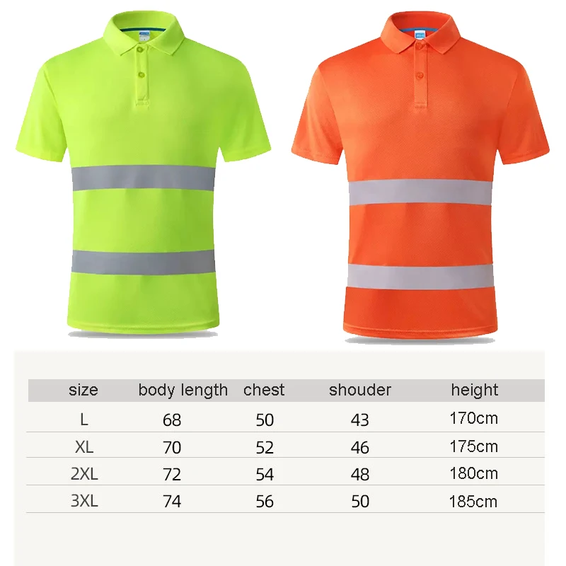 Black Work Shirt Men Safety Polo Shirt Summer Construction Workwear With Reflective Stripes Quick Dry