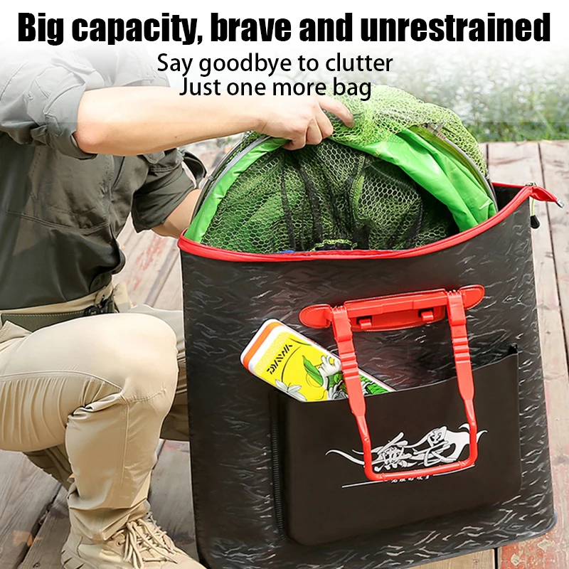 Fishing Bag Eva Fishing Gear Storage Bag Waterproof Collapsible Fishing Tackle Bag Fishing Bucket Live Fish Lures Bait Container