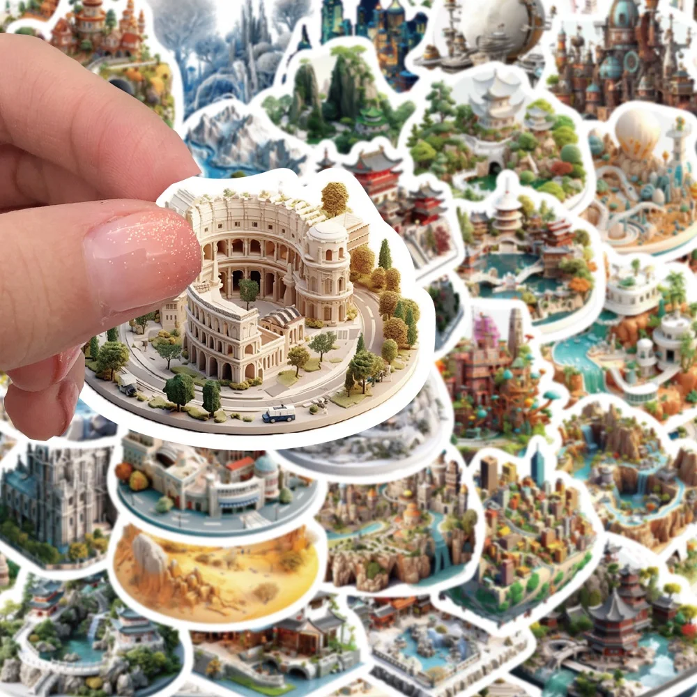 50 قطعة الكرتون ثلاثية الأبعاد العالم الصغير ملصقات الفن للأمتعة جراب هاتف المحمول دفتر الشارات الاطفال هدية BulingBulingStickers مخزن #6