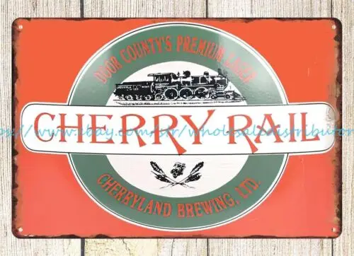 kitchen wall decor Cherry Rail Lager metal tin sign