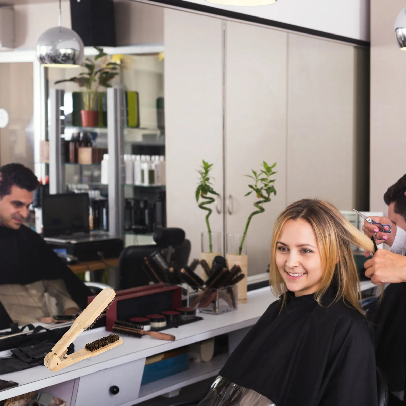 

1Pcs Hair Straightener Comb Wooden Bristle Splint Straightening Brush Detangler Effective for Thick Thin Hair Lightweight