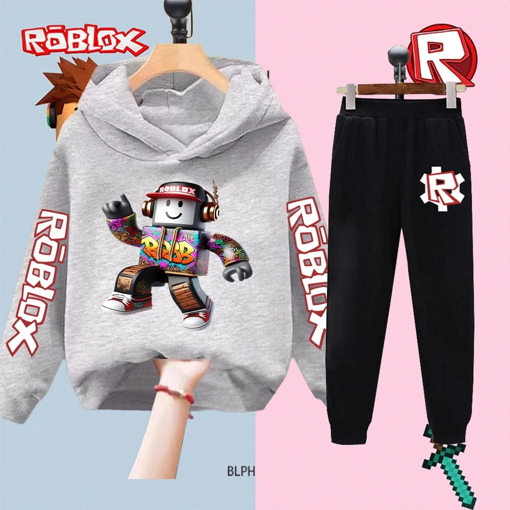 

Детский комплект с капюшоном с принтом Roblox, толстовка с героями мультфильмов для мальчиков и девочек, повседневная спортивная одежда, детская одежда, наряд для детей от 3 до 12 лет