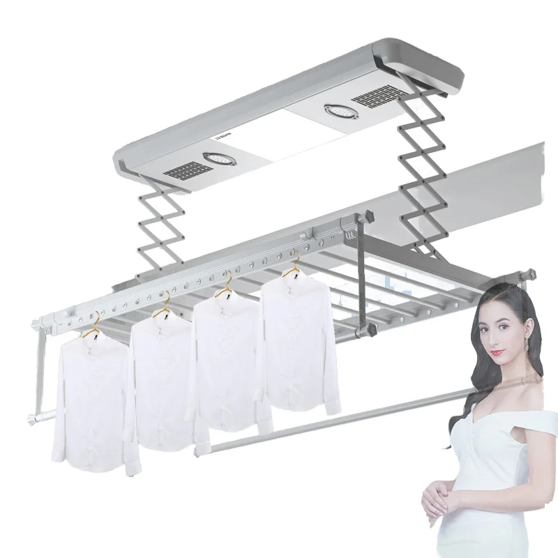Multi-Color Aluminum Alloy Electric Heating Indoor Ceiling Clothes Drying Rack with USB Power Remote Control
