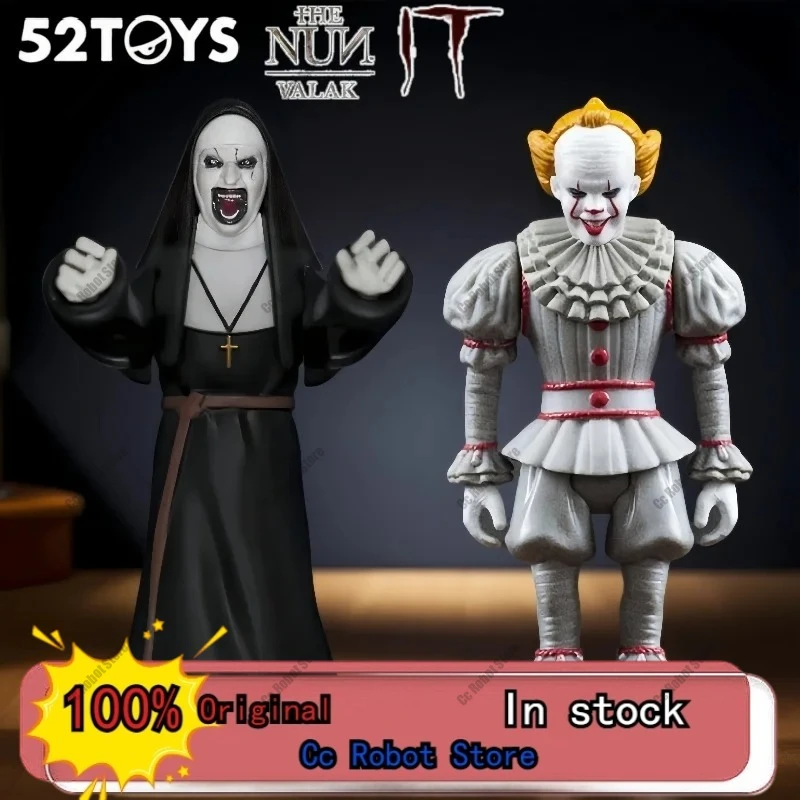 

В наличии: 52toys 9,5 см Фигурка клоуна Пеннивайза Стивена Кинга, серия «Молниеносный танец монахини Валак», экшн-фигурка, подарок для любителей хоррора