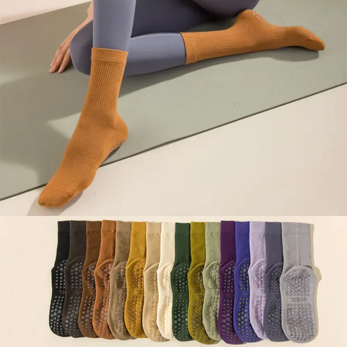 

16 Colors Yoga Socks Women Soft Cotton Solid Color Indoor Floor Dance Sports Socks Silicone Anti-slip Professional Pilates Socks