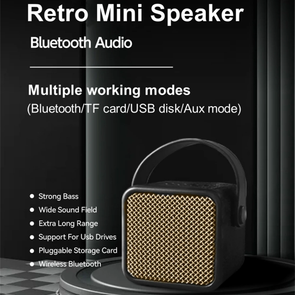 

Mini Portable Bluetooth Speaker Camping Wireless Speaker Retro Music Box Stereo HIFI Bass TWS Audio Speakers With TF U-disk AUX