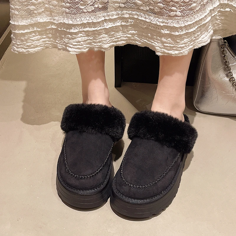 

Женские зимние новые короткие плюшевые теплые удобные ботинки челси без шнуровки на мягкой подошве, модная замшевая непромокаемая повседневная хлопковая обувь 2025