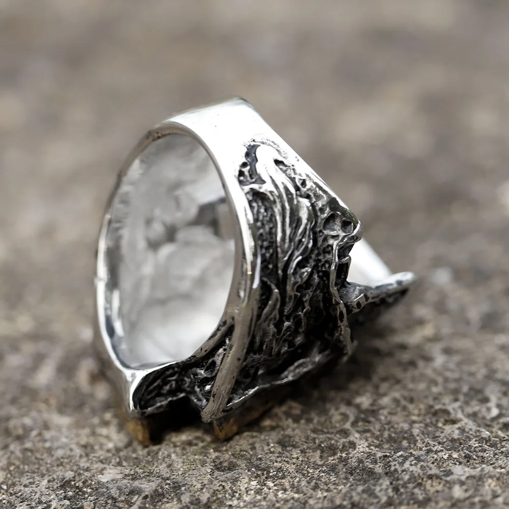 2022 New Stainless Steel Lightning Skull Ring For Men Punk Rock Gothic Punk Metal Rock Biker Jewelry Accessories Wholesale