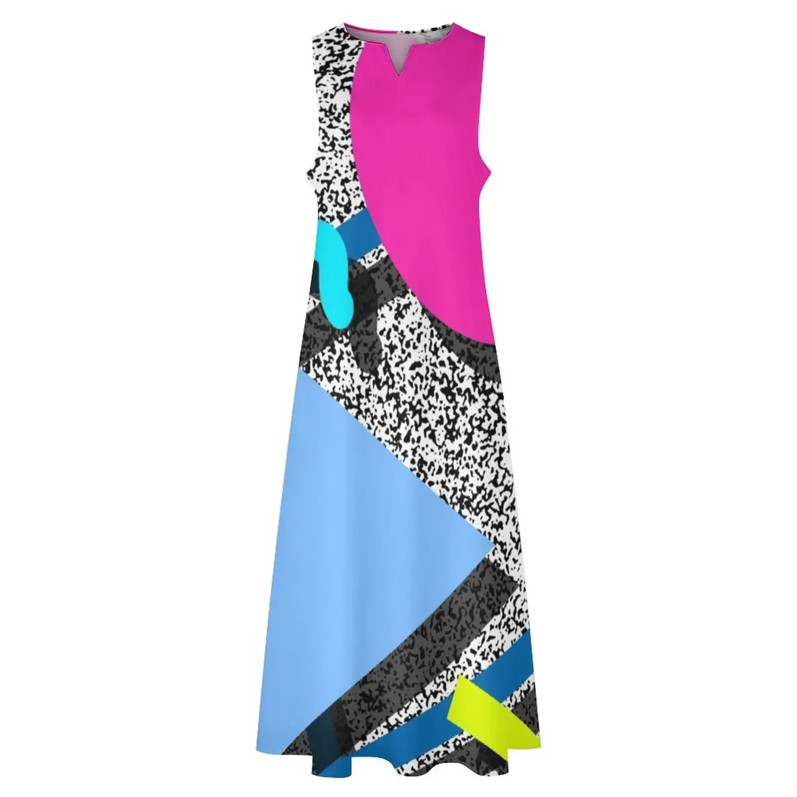 80er Jahre Geometrisches Designmuster 2 Langes Kleid Kleider für Abschlussball Damenkleider Kleider Sommer Sommeroutfits für Frauen 2025 Kleid