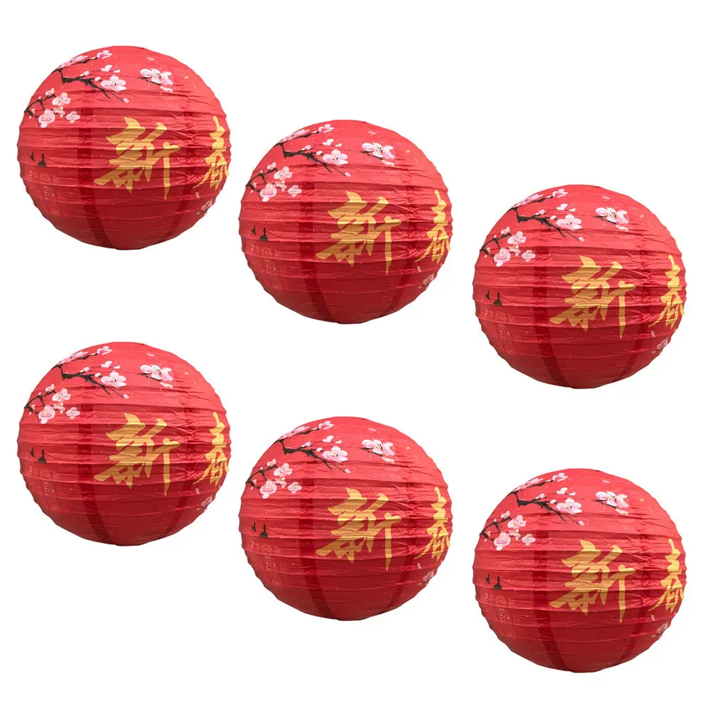 6Pcs Premium Tissue Paper Lanterns with Wire Frame Easy Foldable Hanging Decor for Chinese New Year Birthday Party Garden Indoor