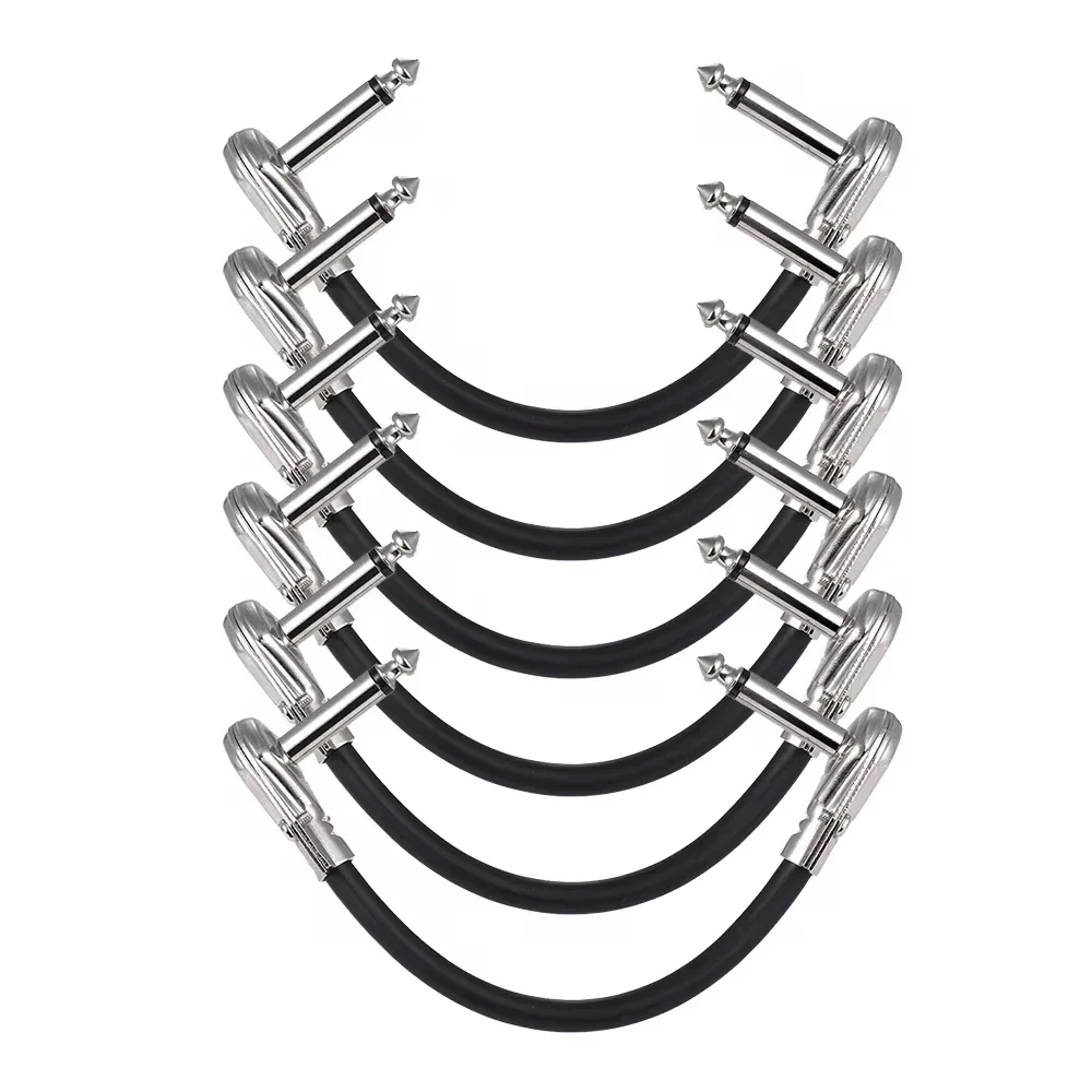 

Miwayer 15cm/ 6in Guitar Effect Pedal Instrument Patch Cable 1/4 Silver Right-angle Plug Black PVC Jacket, 6-Pack Elixir strings