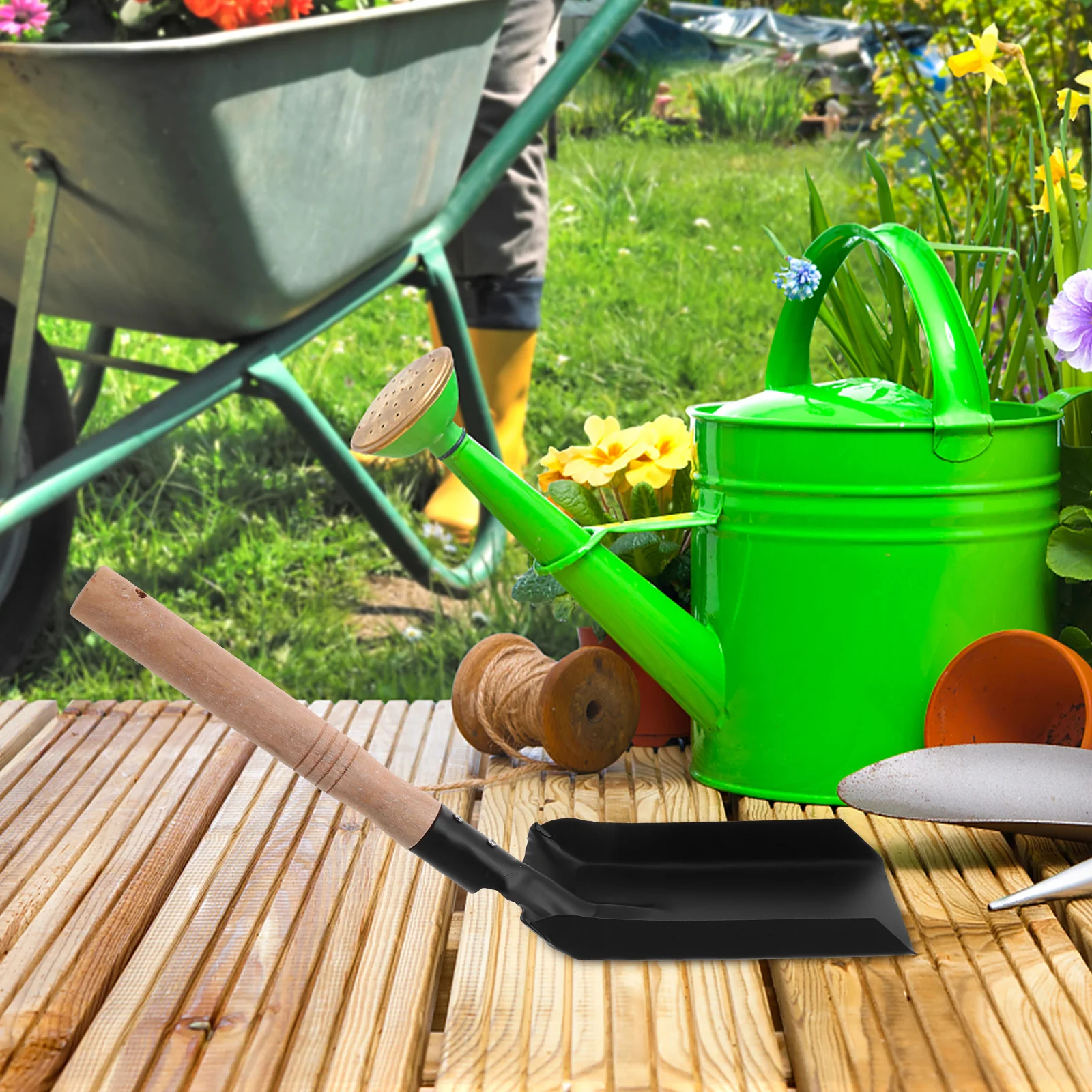 พลั่วขุดดินอเนกประสงค์สำหรับใช้งานกลางแจ้ง หัวเหล็ก ด้ามไม้ เหมาะสำหรับปลูกต้นไม้ ตั้งแคมป์ ทำความสะอาดเถ้าถ่านเตาผิง