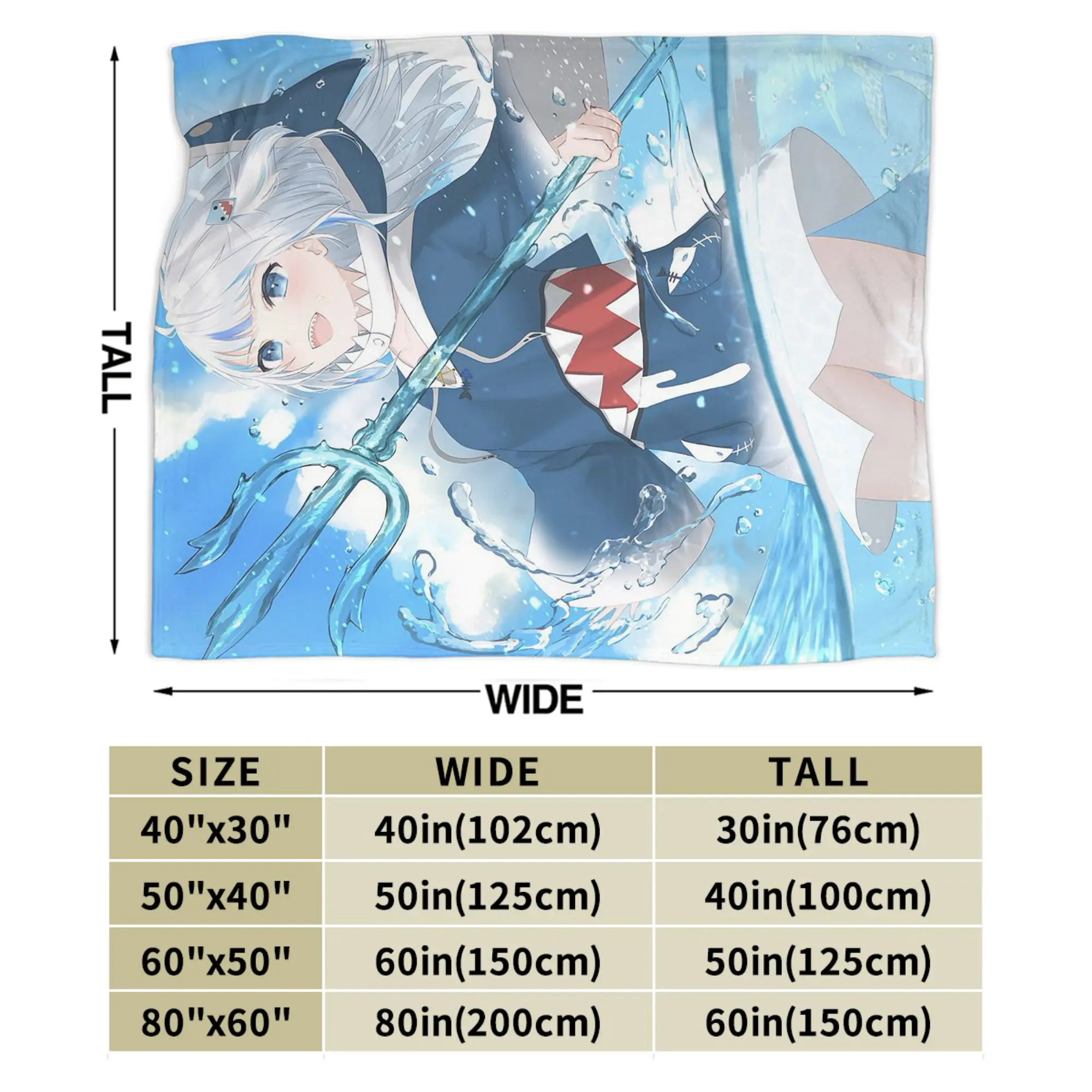 Gura Gawr غطاء بطانية الفانيلا لطيف القرش الفتيات خفيفة الوزن رقيقة رمي البطانيات لسيارة أريكة الأريكة السرير البساط #4