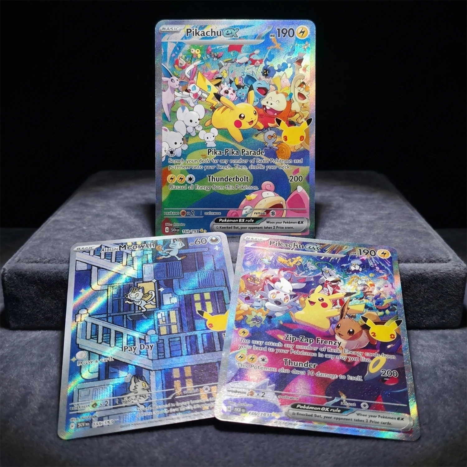 Cartes TCG PKM DIY, édition spéciale 30e anniversaire, jour et nuit, ex SAR Alolan Meowth AR Holo, collection ultime de cartes de jeu d'anime