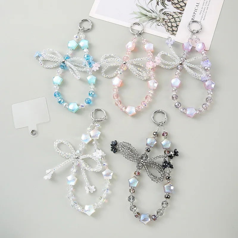 

Модный ремешок для телефона с кристаллами, цепочка для сумки с маленькими цветами и сердечками