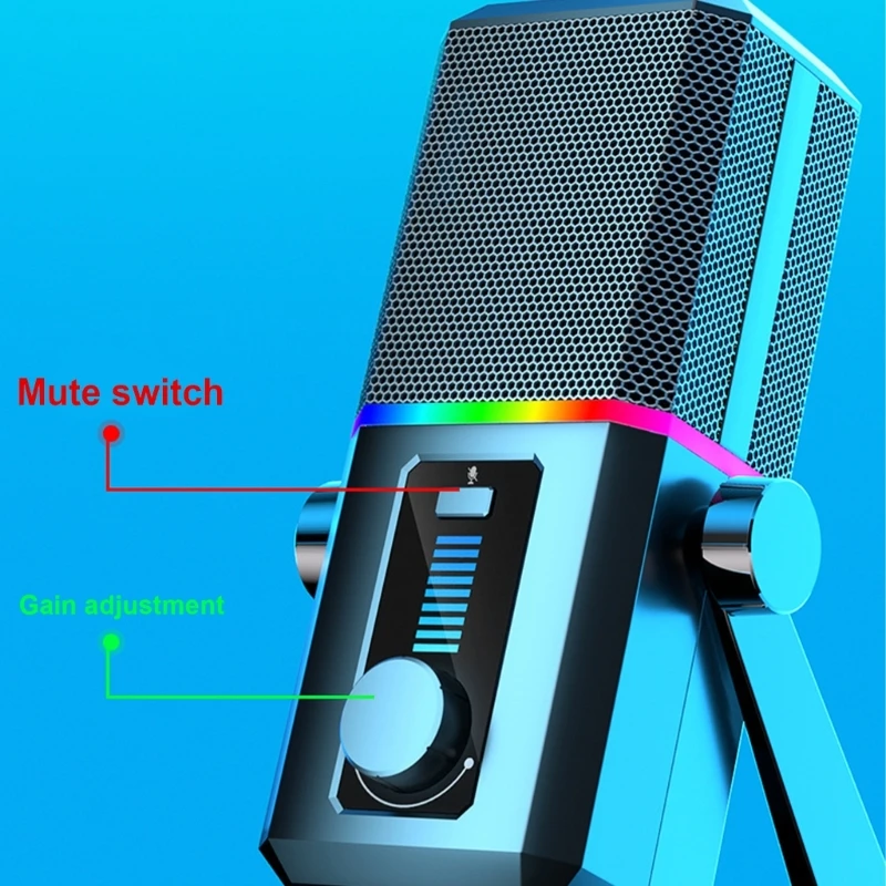 

USB Microphone Unidirectional Mic Button Sound Control Microphone