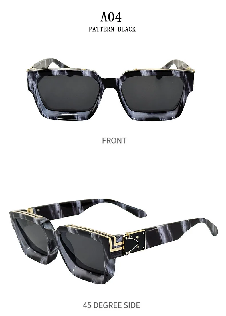 Millionär Quadratische Sonnenbrille Für Männer Retro Sonnenschutz Sonnenbrille Frauen Trendy Und Modische Vintage Mode Gläser Zonnebril – Detail 21
