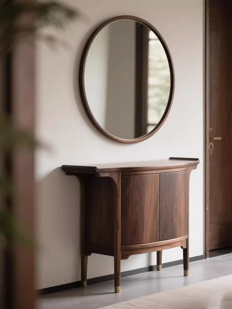 New Chinese black walnut entrance cabinet, entrance table, living room solid wood storage cabinet